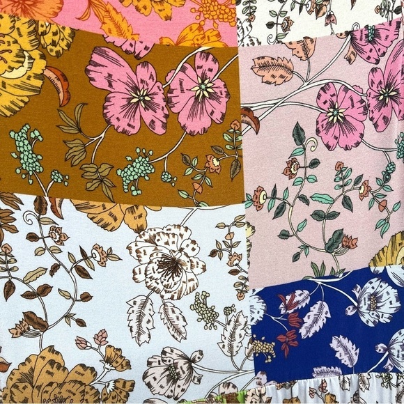 Johnny Was Cosmo Easy Fit Tea Length Patchwork Bamboo Midi Dress Women Large - Picture 14 of 16